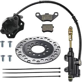 PRO BAT Rear Brake Master Cylinder Caliper Assembly+Brake Disk Rotor+Brake Pad for 50cc 70cc 90cc 110cc 125cc Chinese Quad Taotao Boulder B1 Coolster 3050HD ATV Kids Four Wheeler