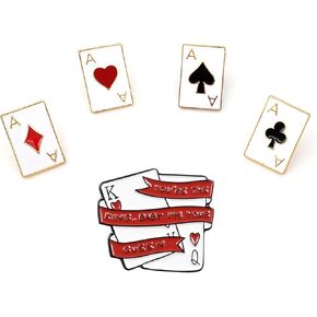 Poker Pins | Abstractionist Royal Flush Enamel Brooch Set | Queen & King Lapel Pins for Backpack Clothes Hat Jacket Badge Artist (5 Poker)