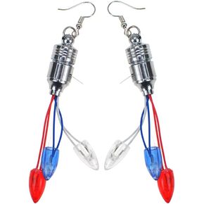 American Flag LED Lights Dangle Drop Earrings for Women Girls Independence Day 4th of July Bulbs Light Up Hook Hoops Earring Fashion Jewelry Gifts Patriot Party