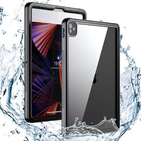 for 2022/2021 iPad Pro 12.9 【5th/6th Generation】 Waterproof Case, Outdoor Sports IP68 Waterproof Shockproof Dustproof Built-in Screen Protector Rugged Case for iPad Pro 12.9 2021/2022 (Black)
