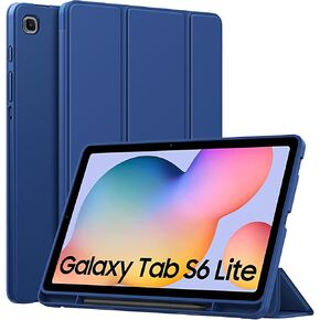 MoKo Case for Samsung Galaxy Tab S6 Lite 10.4 Inch 2024/2022/2020 with Pen Holder, Trifold Stand Protective Soft TPU Back Cover for Samsung Galaxy Tab S6 Lite Tablet with Auto Wake/Sleep, Black