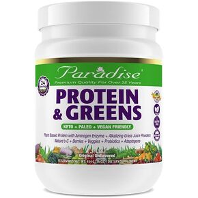 Paradise Herbs, ORAC Energy Proteins & Greens Powder, Antioxidant Power of 24 Servings of Fruits & Vegetables in 1 Scoop + 20g Protein, Unflavored Protein&Greens, 15