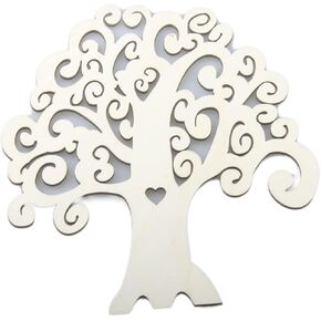 6pcs 11x8 Inches Family Tree Wood Cutout Blank Wooden Tree Shape for DIY Art Craft Home Decoration