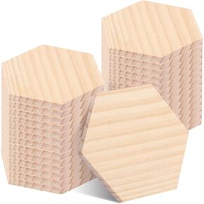 36 PCS 4 Inch Unfinished Wood Coasters, Premium Hexagon Wooden Plaques for DIY Crafts, Drawing, Painting, Wood Engraving, Wood Burning, Laser Scroll Sawing and Home Decoration