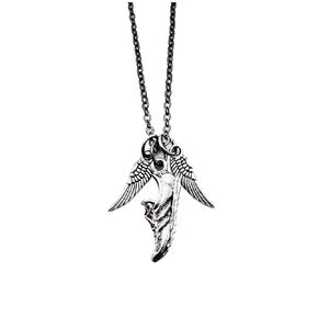 I Run With Wings On The Soles Of My Shoes Necklace on 18 inch Gunmetal Chain - Pewter Wings and Pewter Running Shoe Charm