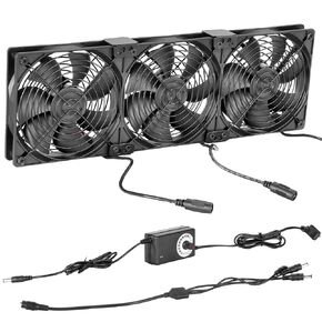 3-Pack High-Performance 120mm X 25mm Cooling Fans - DC 12V with Variable AC 110V-240V Speed Control, Ideal for Cabinets, Server Racks & AV Equipment