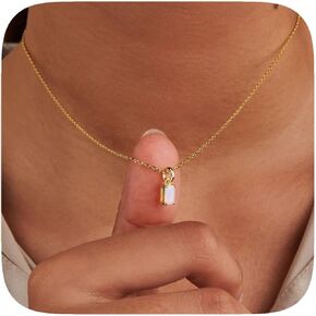 Gold necklace for women Trendy 14K Gold Plated dainty Charm Birthstone Pendant Necklaces Jewelry Birthday Gifts for Women Jewelry
