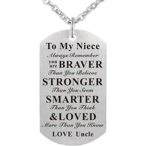 To My Niece Nephew Birthday Gift Jewelry Dog Tag Keychain Pendant Necklace From Aunt Uncle