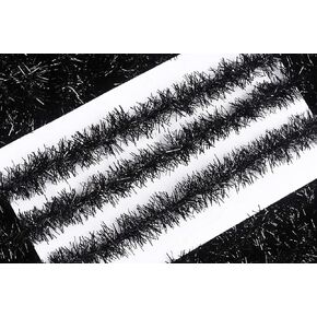 YYCRAFT Skinny Metallic Christmas Tinsel Garland Ribbon (3/4" x 20 Yards,Black)