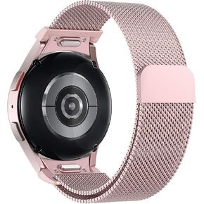 نقرة واحدة بدون فجوات متوافقة مع Samsung Galaxy Watch 6 5 4 Band 40mm 44mm/6 Classic 43mm 47mm/5 Pro 45mm/4 Classic 42mm 46mm، 20mm حزام معدني شبكي مغناطيسي من الفولاذ المقاوم للصدأ