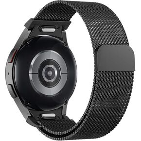 One Click No Gap Bands Compatible with Samsung Galaxy Watch 6 5 4 Band 40mm 44mm/6 Classic 43mm 47mm/5 Pro 45mm/4 Classic 42mm 46mm, 20mm Magnetic Mesh Metal Band Stainless Steel Strap