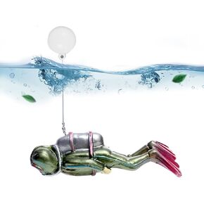 WishLotus Fish Tank Diver Decoration, Resin Aquarium Floating Ornament Realistic Small Diver Fish Tank Landscaping with Line and Suspension Ball Aquarium Accessories for Aquarium Decoration (Blue)