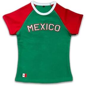 Graphic Tee 2000s Mexico Jersey 90s Going Out Y2k Clothes Summer Crop Tops Baby Tee
