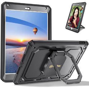 Fintie Case for iPad 6th Generation 2018 / iPad 5th Gen 2017/ iPad Air 2 - [Tuatara Magic Ring] 360 Degree Rotating Grip Stand Shockproof Rugged Cover with Screen Protector for iPad 9.7", Black