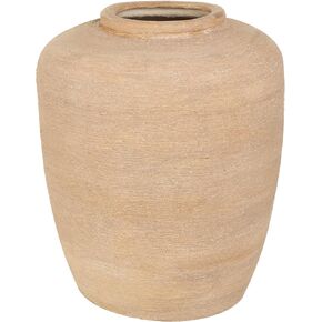 The Novogratz Ceramic Decorative Vase Wide Textured Centerpiece Vase, Flower Vase for Home Decoration 14" x 13" x 17", Beige