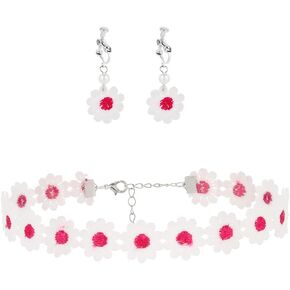 Daisy Flower Earrings Floral Necklace Set Daisy Collarbone Chain Flowers Choker Sunflower Lace Choker Lovely Flower Earrings Accessories Jewelry Set for Women