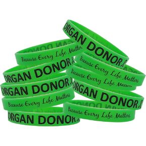 Fight Like a Girl Organ Donor Because Every Life Matters Silicone Wristband Bracelet (10 Pack) - Green