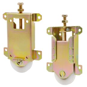 Sliding Mirror Closet Door Rollers Replacement Hardware Fits Contractors Part #W8020C Wardrobe Doors Wheels, 2-1/2" Vertical H.C., 1-1/2" Nylon Concaved Ball Bearing Wheel, 4 Pack