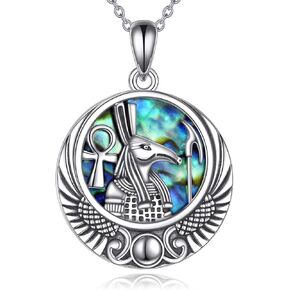 YFN Egyptian Necklace Sterling Silver Egypt God Pendant Abalone Shell Egypt Jewelry Gifts for Women Men