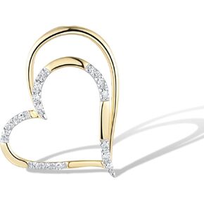 Santuzza 10K Solid Gold Heart Shape Genuine Diamond Dainty Pendant Without Chain for Women