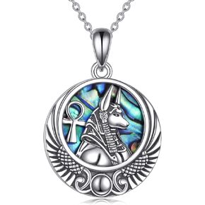 YFN Egyptian Necklace Sterling Silver Egypt God Pendant Abalone Shell Egypt Jewelry Gifts for Women Men