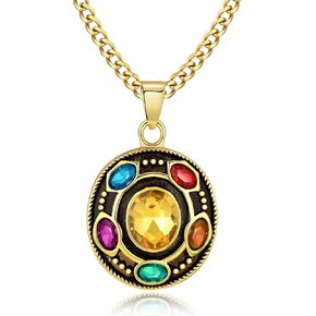 Infinity Gauntlet Necklace Thanos Infinity Stone Pendant Infinity Stone Jewelry Gifts for Teen Son Daughter Men Women
