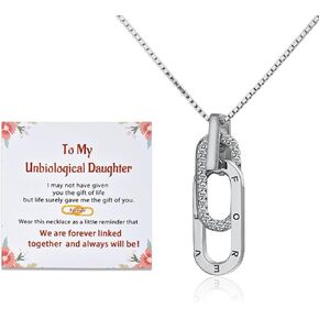 Daughter Gifts,Step Daughter Gifts From Stepmom,Step Daughter Gifts From Stepdad,To My Daughter Necklace & Heartfelt Message Card