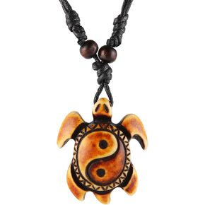 Hawaiian Turtle Pendant Necklace Men Women - Adjustable Rope Surfer Necklace Handmade Necklace