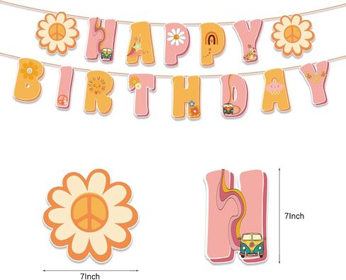 لافتة عيد ميلاد سعيد من ديزي، ديكورات حفلات أعياد الميلاد على شكل زهرة ديزي، مستلزمات حفلات أعياد الميلاد للفتيات من هيبي بوهو الرجعية in Kuwait