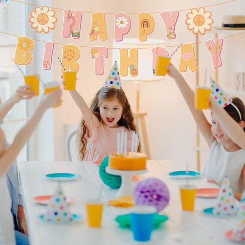 لافتة عيد ميلاد سعيد من ديزي، ديكورات حفلات أعياد الميلاد على شكل زهرة ديزي، مستلزمات حفلات أعياد الميلاد للفتيات من هيبي بوهو الرجعية in Kuwait