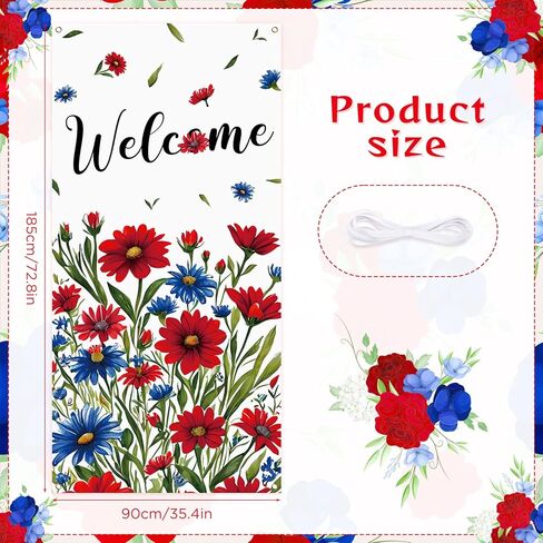 Patriotic Welcome Door Cover Decorations, God Bless America Large Door Banner Flag Porch Door Sign Decor for Patriotic Activity Decoration Party Favors Home Wall Indoor Outdoor Supplies Labour Day in Kuwait