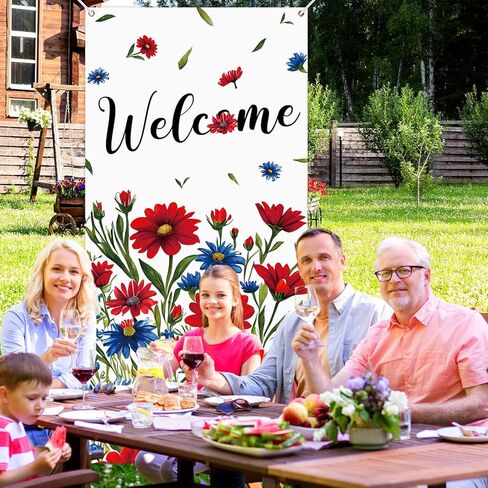 Patriotic Welcome Door Cover Decorations, God Bless America Large Door Banner Flag Porch Door Sign Decor for Patriotic Activity Decoration Party Favors Home Wall Indoor Outdoor Supplies Labour Day in Kuwait