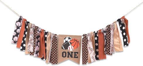 لافتة كرسي مرتفع واحدة للكرات الرياضية - كرة القدم/البيسبول/كرة السلة/كرة القدم، لافتة كرسي عالٍ لعيد الميلاد الأول للكرسي العالي، جميع الصور الرياضية لتزيين حفلات أعياد الميلاد، لافتة كرسي مرتفع لعيد الميلاد الأول للصبيان، تحطيم كعكة عيد الميلاد الأول (ك in Kuwait