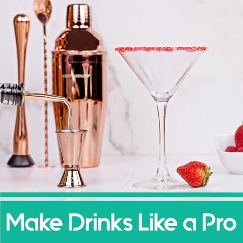 Mixology Cocktail Shaker Set Drink Mixer, 8-Piece Portable Bartender Kit with 24oz Martini Shaker Barware Tool Set, 2 Pourers, Muddler, Jigger, Mixing Spoon, Velvet Bag, Built-in Strainer (Black) in Saudi Arabia