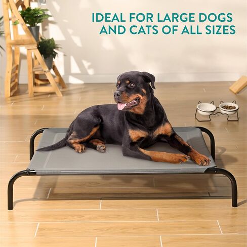 Navaris Elevated Dog Bed with Cooling Effect - Small Raised Dog Beds w/Legs - Durable & Chew Proof - Ideal for Medium Dogs & Cats - Outdoor & Indoor Use - Grey in Saudi Arabia
