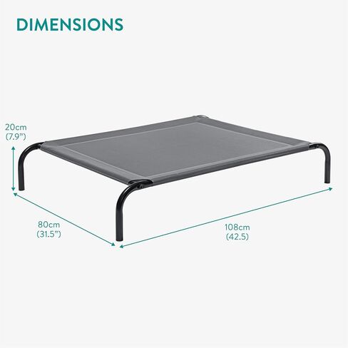 Navaris Elevated Dog Bed with Cooling Effect - Small Raised Dog Beds w/Legs - Durable & Chew Proof - Ideal for Medium Dogs & Cats - Outdoor & Indoor Use - Grey in Saudi Arabia