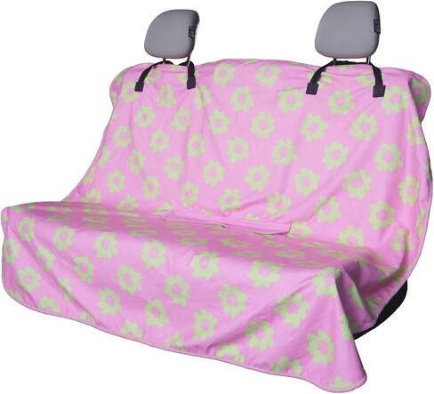 Back Seat Cover for Car Trucks Van SUV Jeep,Waterproof Rear Bench Towel Seat Covers for Dogs and Kids,Automotive Backseat Protector (Flower and Pink) in Saudi Arabia