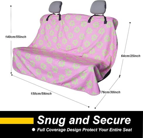 Back Seat Cover for Car Trucks Van SUV Jeep,Waterproof Rear Bench Towel Seat Covers for Dogs and Kids,Automotive Backseat Protector (Flower and Pink) in Saudi Arabia