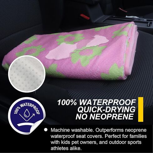 Back Seat Cover for Car Trucks Van SUV Jeep,Waterproof Rear Bench Towel Seat Covers for Dogs and Kids,Automotive Backseat Protector (Flower and Pink) in Saudi Arabia