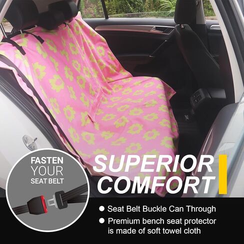 Back Seat Cover for Car Trucks Van SUV Jeep,Waterproof Rear Bench Towel Seat Covers for Dogs and Kids,Automotive Backseat Protector (Flower and Pink) in Saudi Arabia