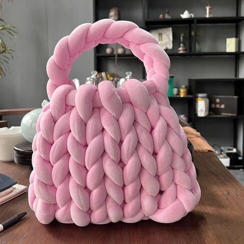 Velvet Chunky Yarn Bulky Giant Arm Knitting Yarn, Super Soft Tubular Weight Jumbo Yarn,DIY Crochet Hand Knitting Thick Yarn for Blanket,Pet Bed, Rugs Pillow,Handbag(0.55lb-Black) in Saudi Arabia