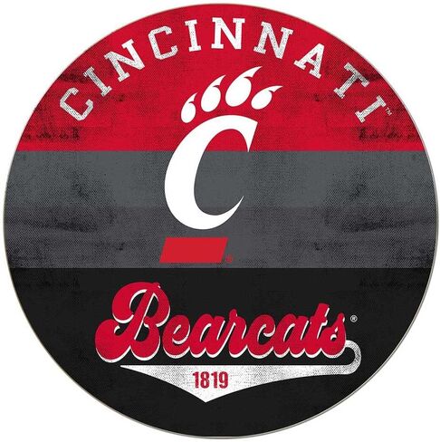 سينسيناتي Bearcats علامة دائرة الرجعية متعددة الألوان، 20x20 بوصة، ديكور Bearcats لغرفة النوم، غرفة النوم، كهف المروحة، غرفة المعيشة؛ أظهر روح فريقك مع هذه اللوحة الفنية الجدارية الفريدة من نوعها من سينسيناتي بيركاتس in Saudi Arabia