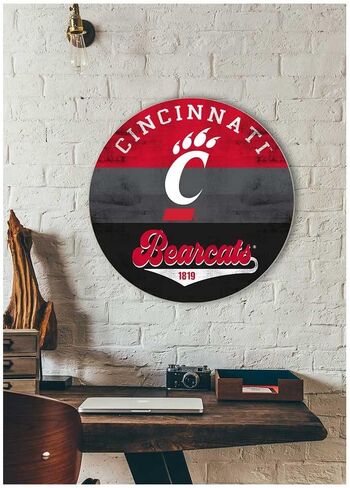سينسيناتي Bearcats علامة دائرة الرجعية متعددة الألوان، 20x20 بوصة، ديكور Bearcats لغرفة النوم، غرفة النوم، كهف المروحة، غرفة المعيشة؛ أظهر روح فريقك مع هذه اللوحة الفنية الجدارية الفريدة من نوعها من سينسيناتي بيركاتس in Saudi Arabia