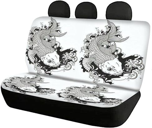 Car Seat Covers Full Set - Chinese Dragon with Peach Blossom and Cloud Tattoo Japanese Tattoo Car Seat Protector Cover Set Interior Covers Auto Decor Accessories Fit Most Vehicles in Saudi Arabia