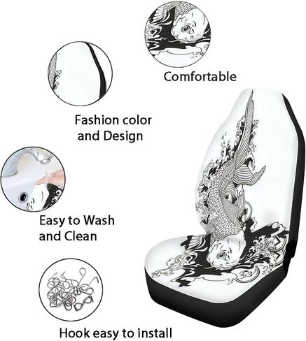 Car Seat Covers Full Set - Chinese Dragon with Peach Blossom and Cloud Tattoo Japanese Tattoo Car Seat Protector Cover Set Interior Covers Auto Decor Accessories Fit Most Vehicles in Saudi Arabia