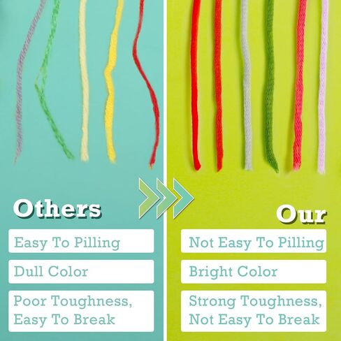 328 ياردة غزل للحياكة، 250 جم/8.81 أونصة غزل كروشيه أخضر فاتح، غزل ناعم للحياكة مع علامات الغرز، إبر حادة مكتنزة سميكة من مزيج القطن والنايلون للمبتدئين في الحياكة in Kuwait