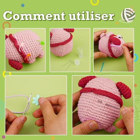 328 ياردة غزل للحياكة، 250 جم/8.81 أونصة غزل كروشيه أخضر فاتح، غزل ناعم للحياكة مع علامات الغرز، إبر حادة مكتنزة سميكة من مزيج القطن والنايلون للمبتدئين في الحياكة in Kuwait