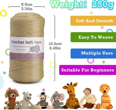 328 ياردة غزل للحياكة، 250 جم/8.81 أونصة غزل كروشيه أخضر فاتح، غزل ناعم للحياكة مع علامات الغرز، إبر حادة مكتنزة سميكة من مزيج القطن والنايلون للمبتدئين في الحياكة in Kuwait