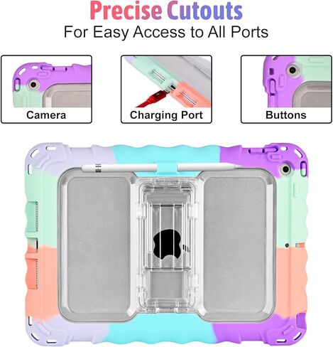 حافظة TopEsct iPad 9th/8th/7th Generation، حافظة iPad 10.2 للأطفال مع حزام كتف محمول، واقي شاشة PET وسيليكون مقاوم للصدمات، قوس قزح in Kuwait