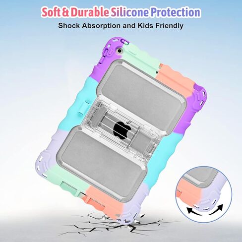 حافظة TopEsct iPad 9th/8th/7th Generation، حافظة iPad 10.2 للأطفال مع حزام كتف محمول، واقي شاشة PET وسيليكون مقاوم للصدمات، قوس قزح in Kuwait